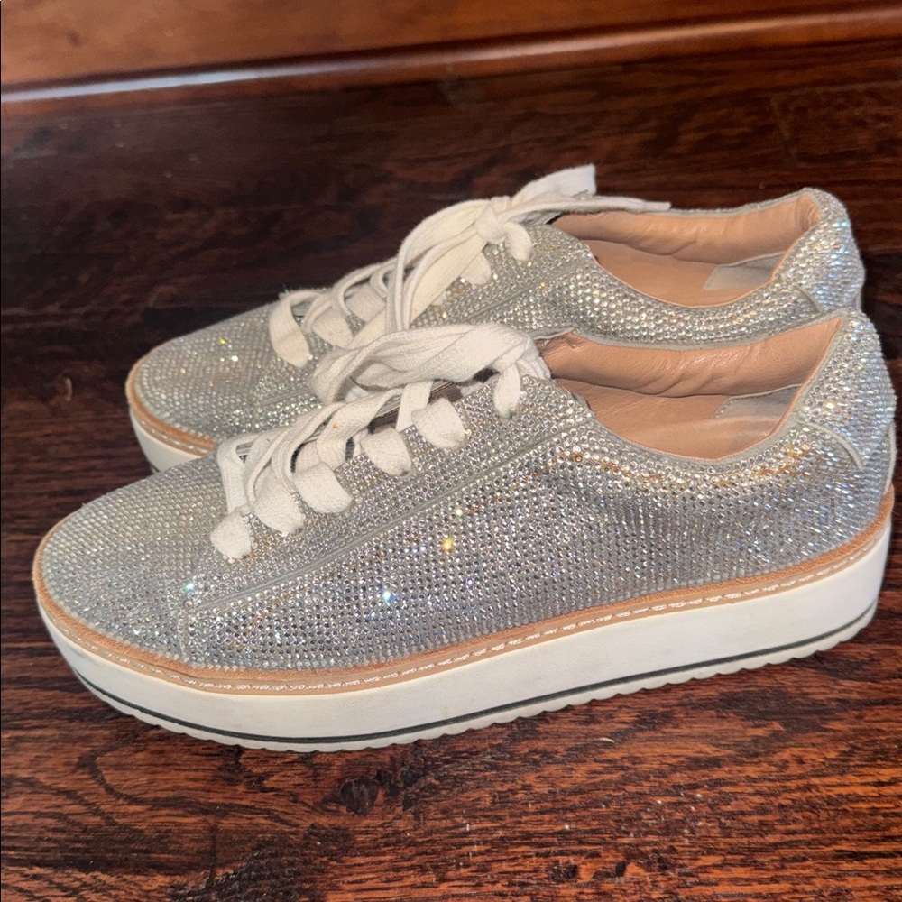 Sparkling Silver Women's Sneakers - Picture 2 of 5
